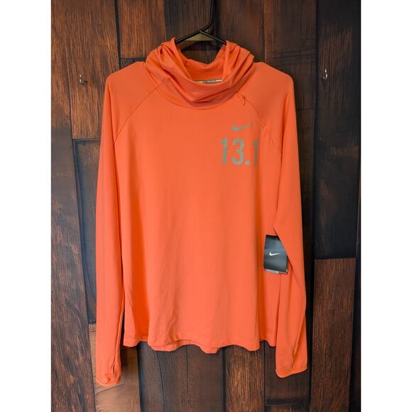 NWT Nike omen's long sleeve hooded shirt size Large Running Activewear Workout - Picture 1 of 6